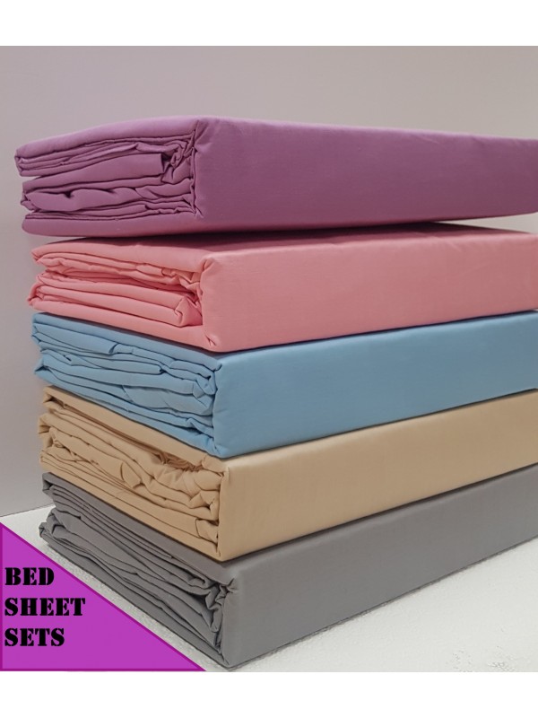 Summer Bedsheet Set 100% Cotton Plain Colors